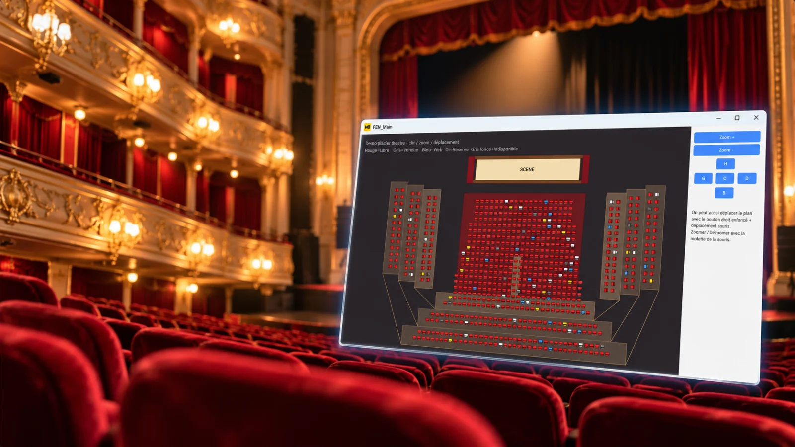 Illustration de Placier de théâtre – Démonstration graphique WINDEV
